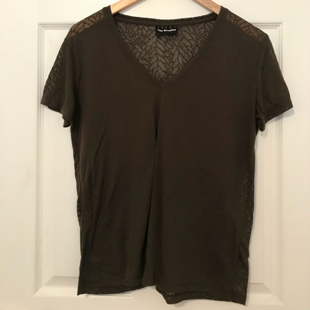 Patterned Burnout Tee in Kaki Green